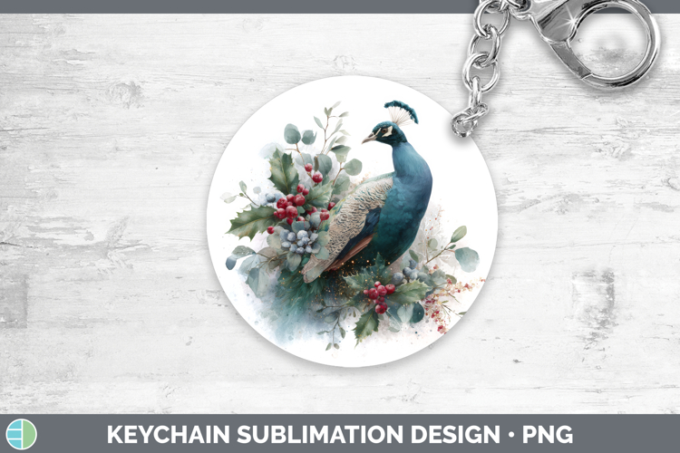 Peacock Farm Christmas Botanicals Keychain Sublimation Desig