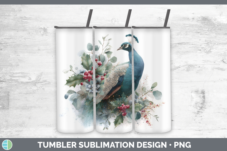 Peacock Farm Christmas Botanicals Tumbler Sublimation Design