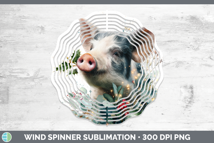 Pig Farm Christmas Botanicals Wind Spinner Sublimation Desig