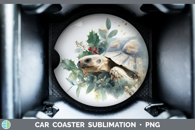 Tortoise Farm Christmas Botanicals Car Coaster Sublimation D