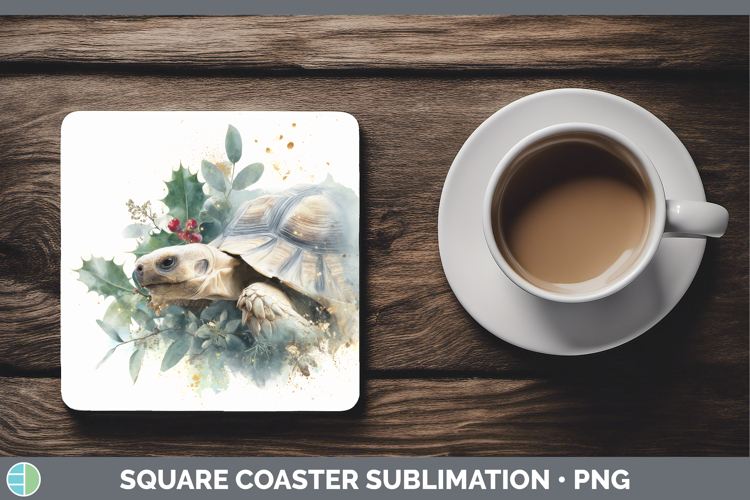 Tortoise Farm Christmas Botanicals Square Coaster Sublimatio