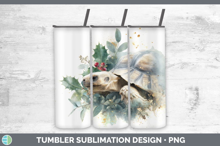 Tortoise Farm Christmas Botanicals Tumbler Sublimation Desig