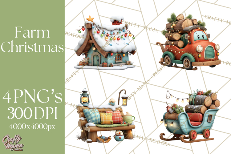 Farm Animal Christmas Clipart Baby Animals Holiday PNG