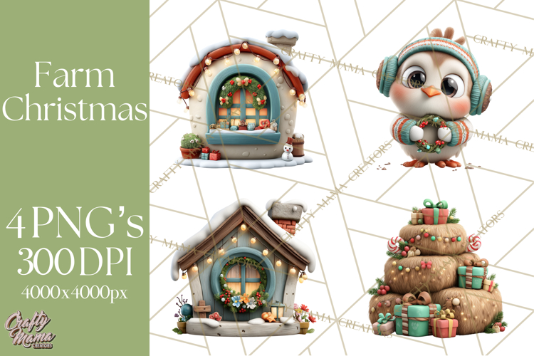 Farm Animal Christmas Clipart Baby Animals Holiday PNG