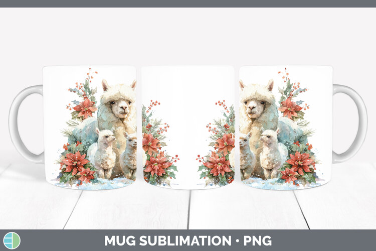 GorgeousFarm Christmas Poinsettia Mug Wrap design.