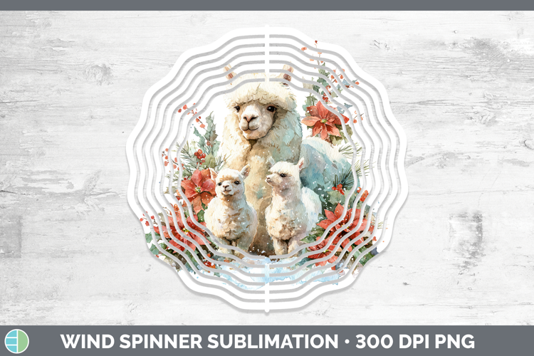 Alpaca Farm Christmas Poinsettia Wind Spinner Sublimation De