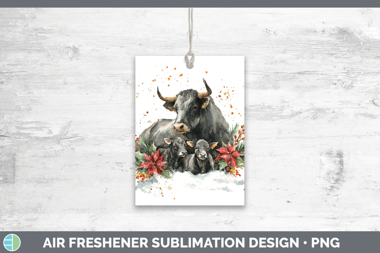 Bull Farm Christmas Poinsettia Air Freshener Sublimation Des