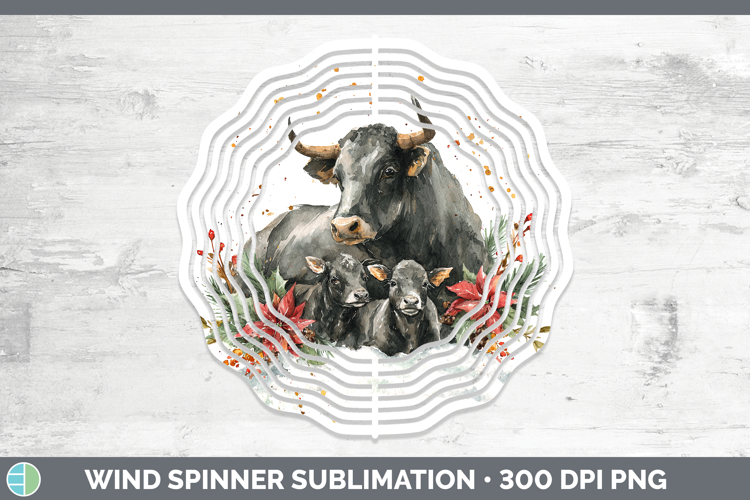 Bull Farm Christmas Poinsettia Wind Spinner Sublimation Desi