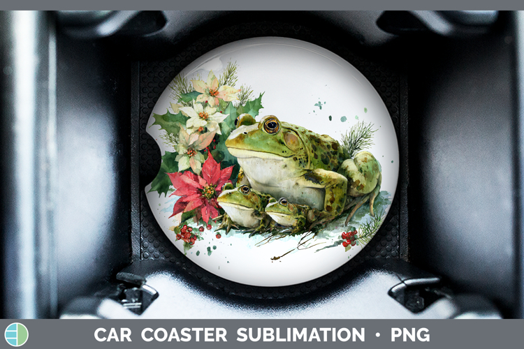 Bullfrog Farm Christmas Poinsettia Car Coaster Sublimation D