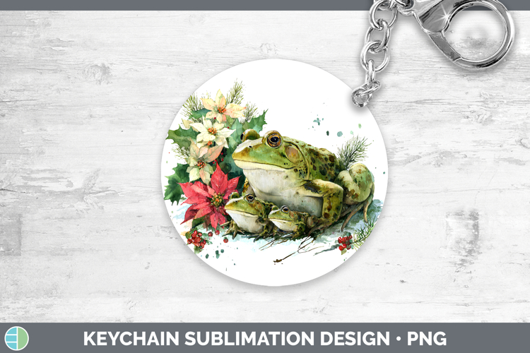 Bullfrog Farm Christmas Poinsettia Keychain Sublimation Desi