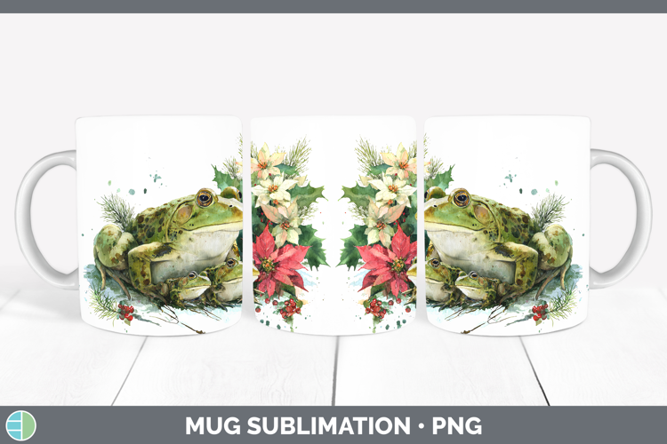Bullfrog Farm Christmas Poinsettia Mug Wrap Sublimation Desi