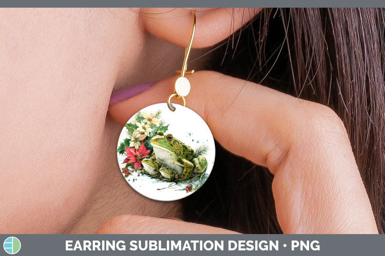 Bullfrog Farm Christmas Poinsettia Round Earrings Sublimatio