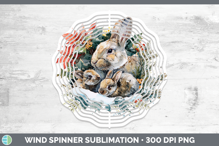 Bunny Farm Christmas Poinsettia Wind Spinner Sublimation Des