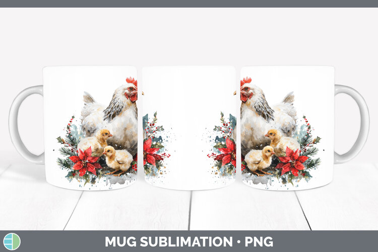 GorgeousFarm Christmas Poinsettia Mug Wrap design.