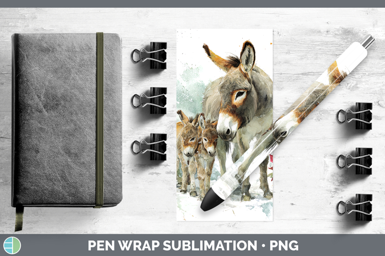 Donkey Farm Christmas Poinsettia Pen Wrap Sublimation Design