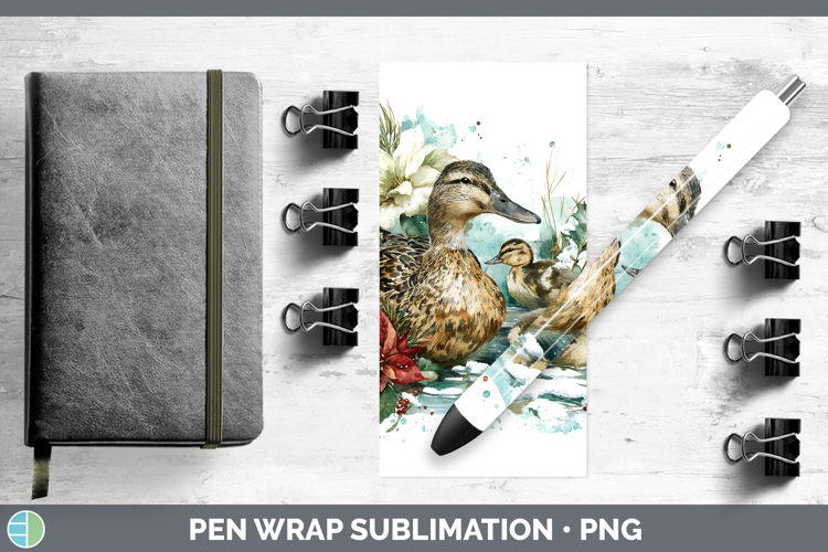 Duck Farm Christmas Poinsettia Pen Wrap Sublimation Design