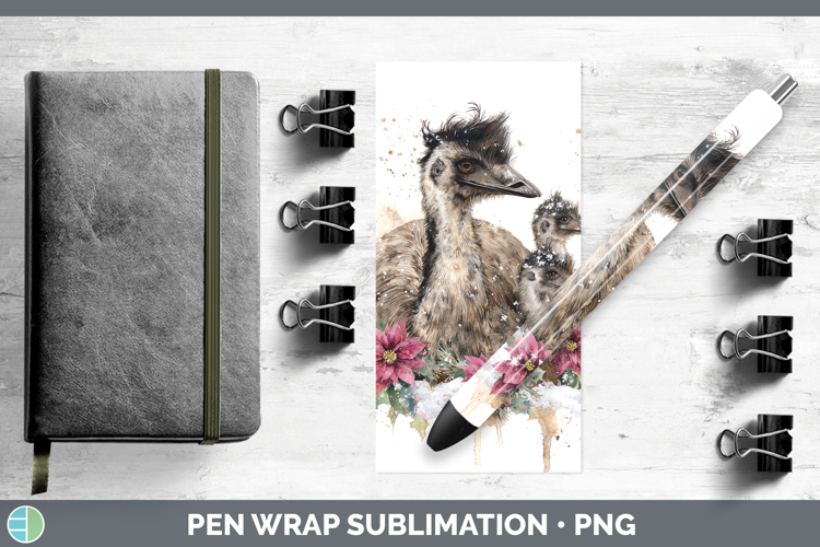 Emu Farm Christmas Poinsettia Pen Wrap Sublimation Design