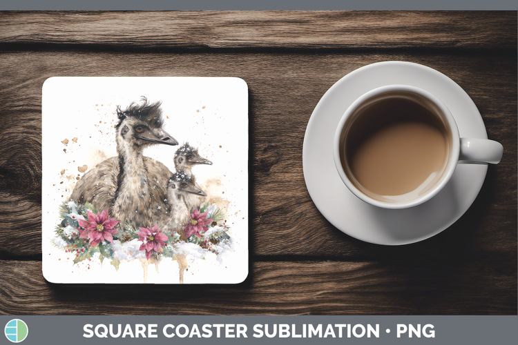 Emu Farm Christmas Poinsettia Square Coaster Sublimation Des
