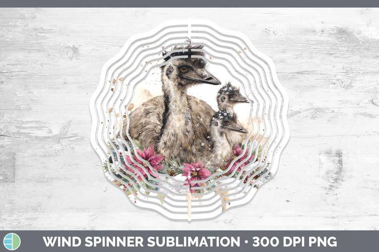 Emu Farm Christmas Poinsettia Wind Spinner Sublimation Desig