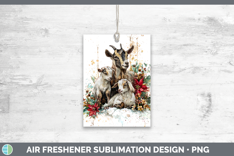 Goat Farm Christmas Poinsettia Air Freshener Sublimation Des