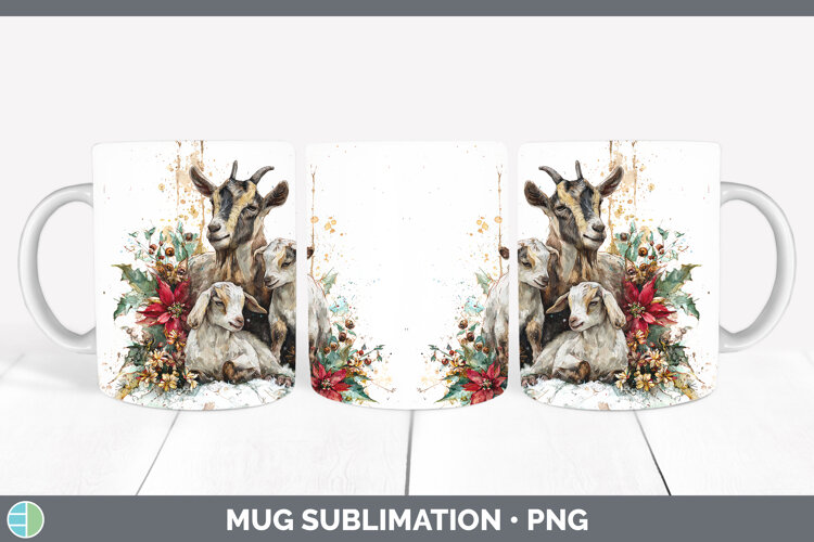 GorgeousFarm Christmas Poinsettia Mug Wrap design.