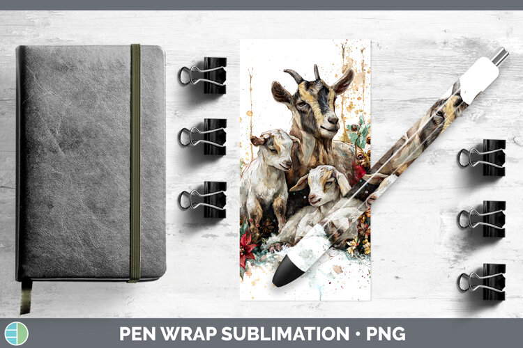 GorgeousFarm Christmas Poinsettia Pen Wrap design.