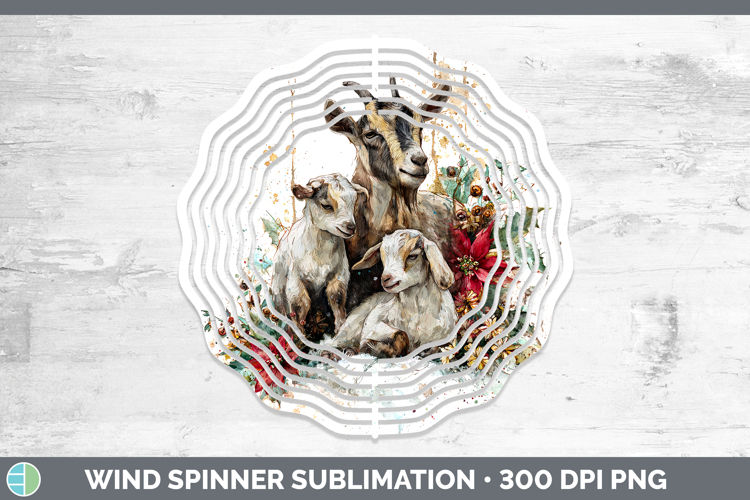 Goat Farm Christmas Poinsettia Wind Spinner Sublimation Desi