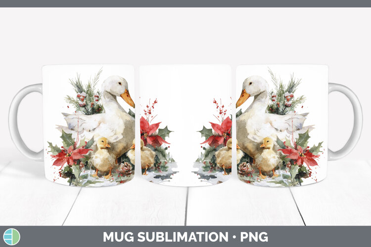 GorgeousFarm Christmas Poinsettia Mug Wrap design.