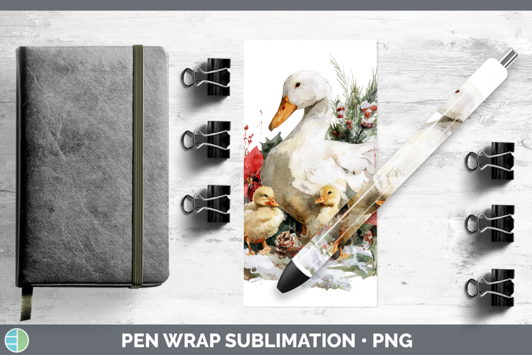 Goose Farm Christmas Poinsettia Pen Wrap Sublimation Design