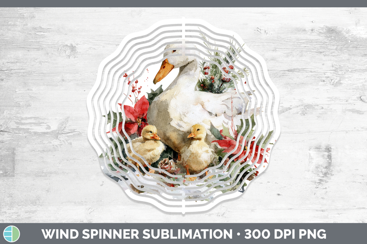 Goose Farm Christmas Poinsettia Wind Spinner Sublimation Des