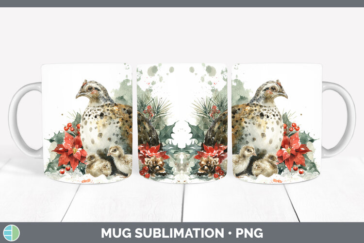 GorgeousFarm Christmas Poinsettia Mug Wrap design.