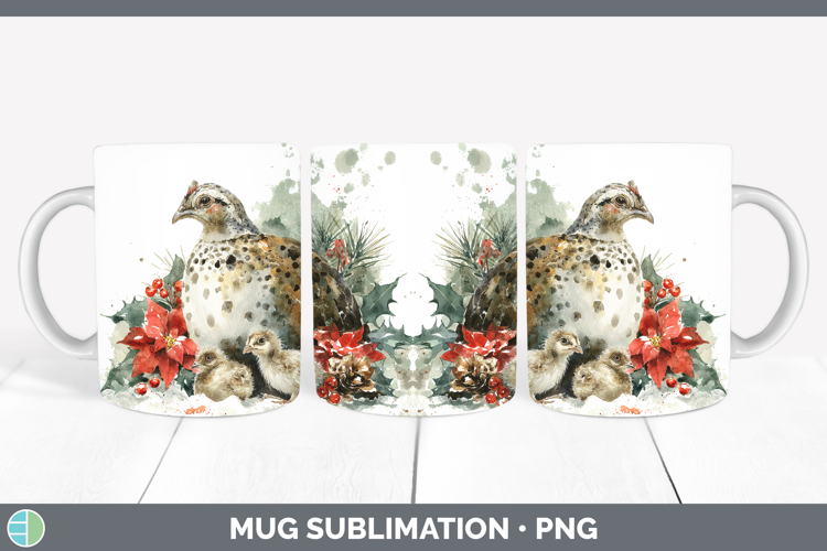 Guinea Hen Farm Christmas Poinsettia Mug Wrap Sublimation De