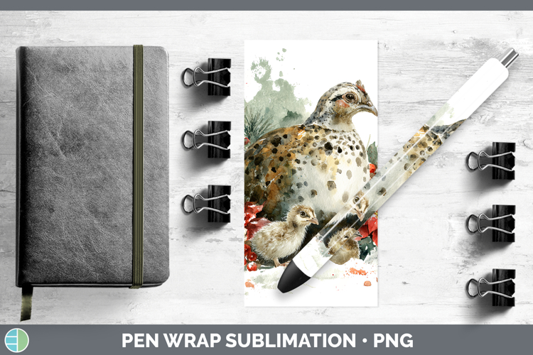 Guinea Hen Farm Christmas Poinsettia Pen Wrap Sublimation De
