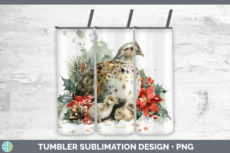 Guinea Hen Farm Christmas Poinsettia Tumbler Sublimation Des