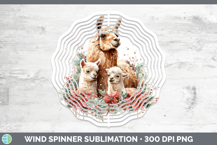 LLama Farm Christmas Poinsettia Wind Spinner Sublimation Des