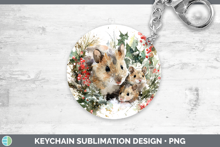 Mouse Farm Christmas Poinsettia Keychain Sublimation Design