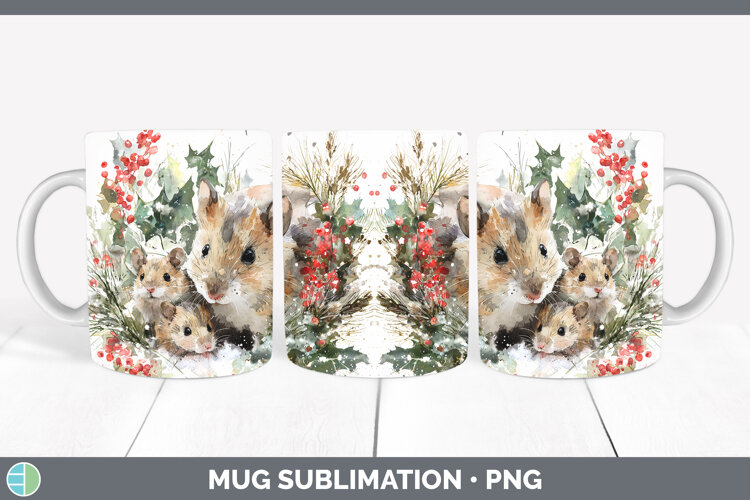 GorgeousFarm Christmas Poinsettia Mug Wrap design.