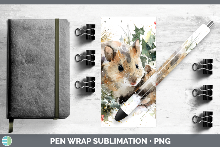 Mouse Farm Christmas Poinsettia Pen Wrap Sublimation Design
