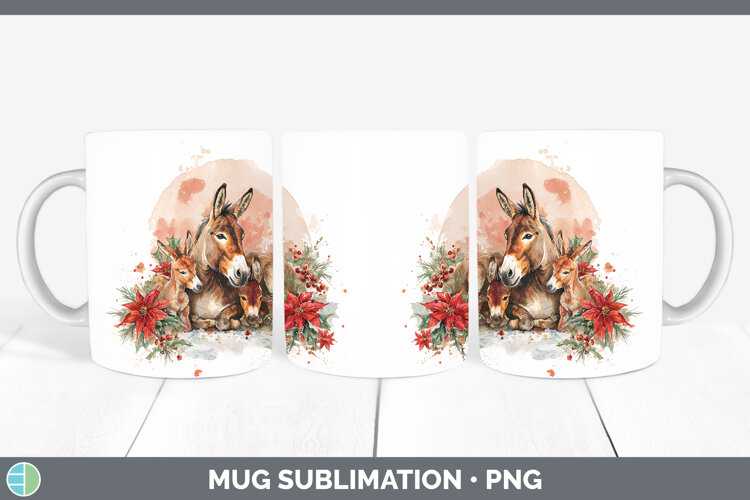 GorgeousFarm Christmas Poinsettia Mug Wrap design.