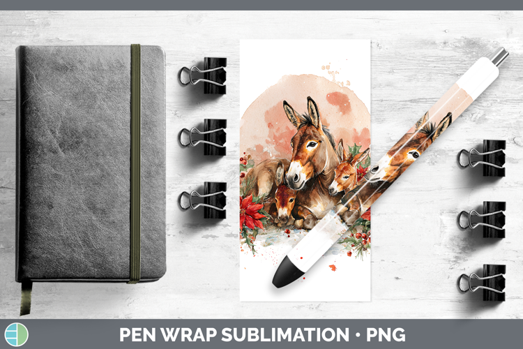 Mule Farm Christmas Poinsettia Pen Wrap Sublimation Design