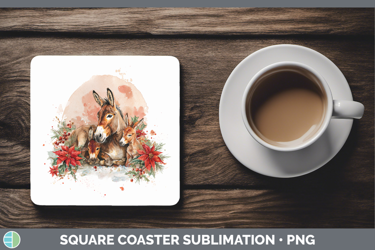 Mule Farm Christmas Poinsettia Square Coaster Sublimation De