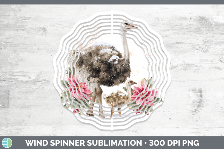 Ostrich Farm Christmas Poinsettia Wind Spinner Sublimation D
