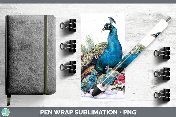 Peacock Farm Christmas Poinsettia Pen Wrap Sublimation Desig