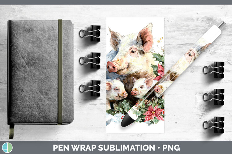 GorgeousFarm Christmas Poinsettia Pen Wrap design.