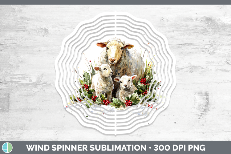 Sheep Farm Christmas Poinsettia Wind Spinner Sublimation Des