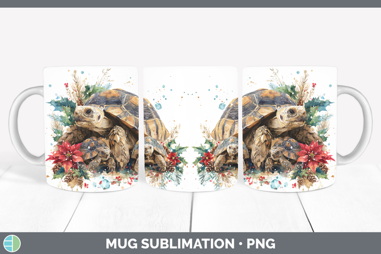 Tortoise Farm Christmas Poinsettia Mug Wrap Sublimation Desi