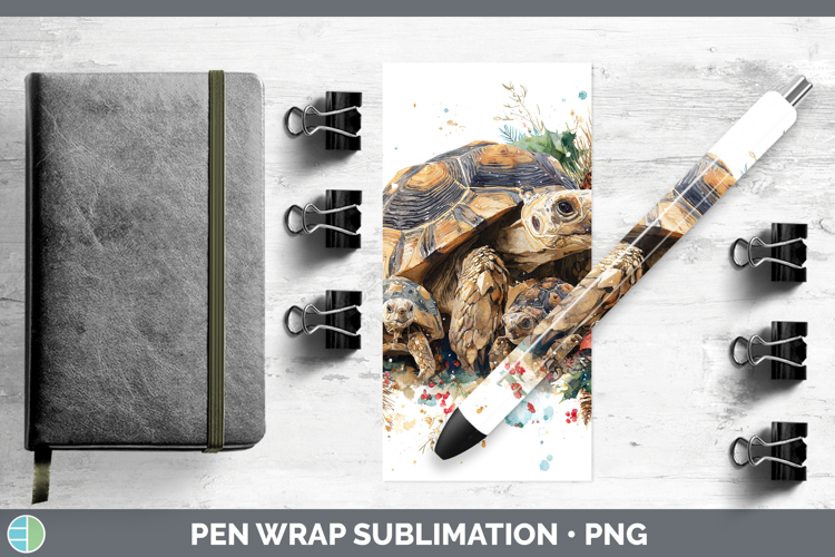 Tortoise Farm Christmas Poinsettia Pen Wrap Sublimation Desi