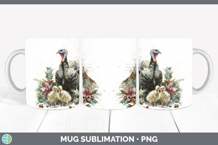 GorgeousFarm Christmas Poinsettia Mug Wrap design.