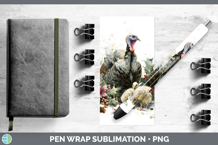 GorgeousFarm Christmas Poinsettia Pen Wrap design.