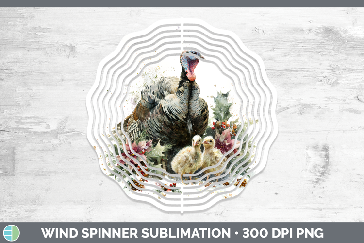 Turkey Farm Christmas Poinsettia Wind Spinner Sublimation De